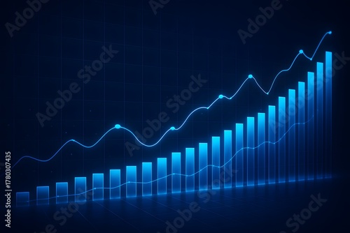 Ascending Graph of Success: A vivid illustration of a financial graph that symbolizes growth, progress, and the upward trajectory of market trends.