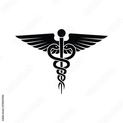 Classic caduceus symbol of medicine and healthcare
