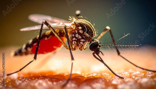Wallpaper Mural Macro shot of a mosquito, focused on its head and body. The insect's wings and proboscis are visible, along with its segmented legs Torontodigital.ca
