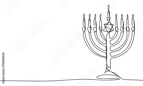 Minimalist Hanukkah Menorah in Continuous Line Art