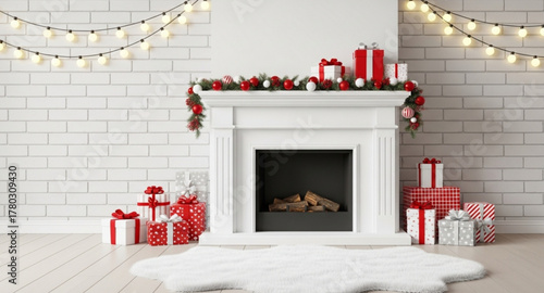 fireplace with christmas decorations
