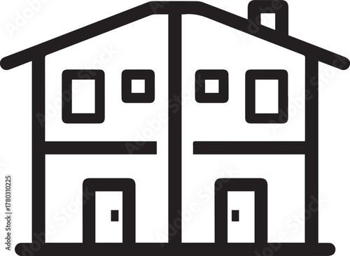 Modern townhouse icon for real estate, property development, or home design projects, perfect for conveying minimalist, clean, and professional housing solutions online