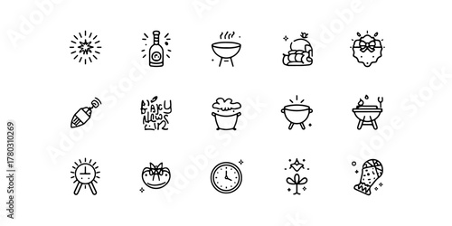 popular hand drawing new year doodles isolated on white background. new year 2026