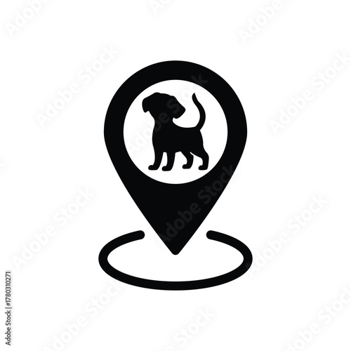 icon for the location of the pet store, pet exhibition and animal shelter. Pin icon isolated on white background. location icon. map pointer icon. point. locator. Addresses