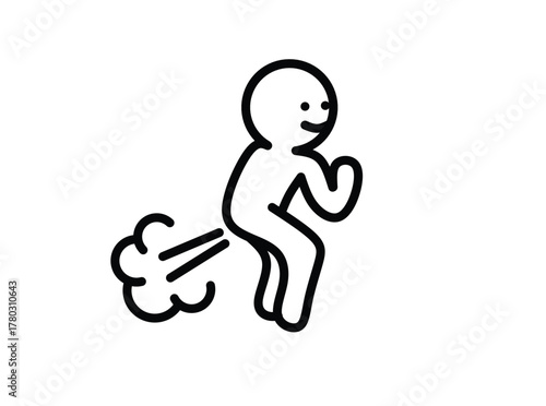 Illustration of a cartoon figure farting, a humorous depiction for various applications and designs