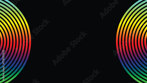 Rainbow Concentric Halves. Symmetrical Circular Gradient Pattern