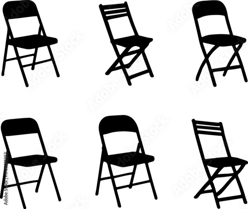 Folding chair vector, vector of folding chair art, camp chair silhouette, creative folding chair design