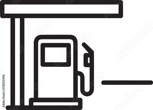 Sleek gas station icon for navigation apps, transportation guides, and fuel industry marketing materials, reflecting modern design and convenience for drivers