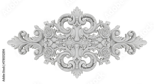 Elegant ornamental design element in ornate scrollwork with floral accents