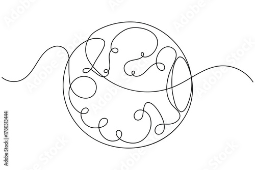 Woman ovum icon continuous one line drawing on white background minimalist female egg cell outline vector illustration