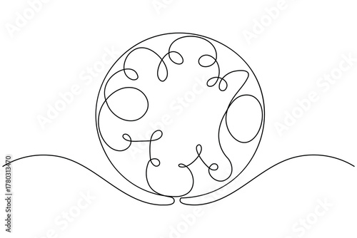 Woman ovum icon continuous one line drawing on white background minimalist female egg cell outline vector illustration