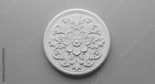 Circular floral ornament design with intricate details on a transparent background