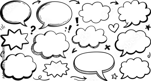Speech bubble doodle collection Vector