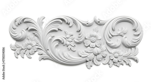 Elegant floral scrollwork design with intricate patterns and delicate details isolated