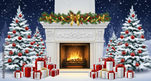 fireplace with christmas decorations