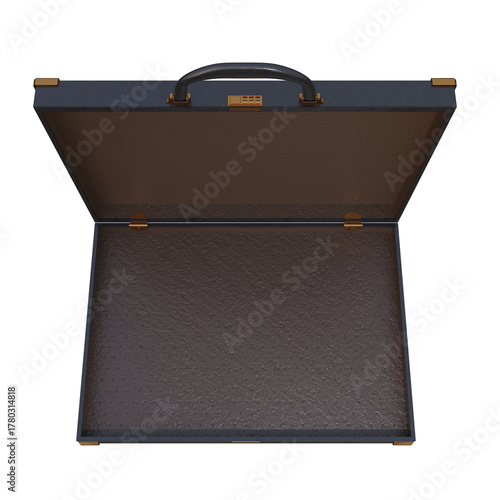 3D Render of Black Business Briefcase Isolated on Transparent Background