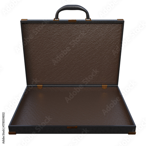 3D Render of Black Business Briefcase Isolated on Transparent Background