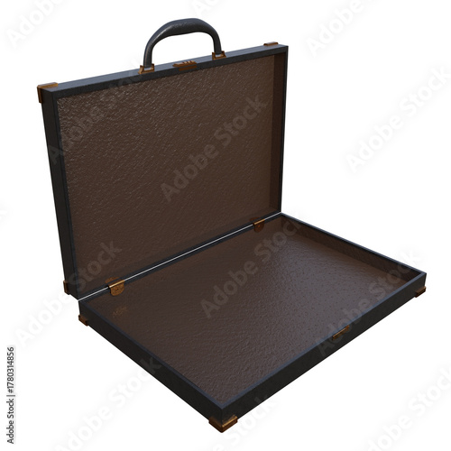 3D Render of Black Business Briefcase Isolated on Transparent Background