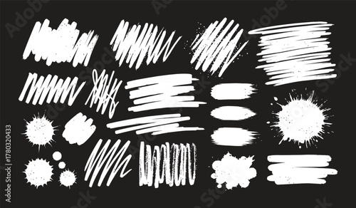 Hand drawn charcoal pencil lines, smears and squiggles set. Scribble black strokes, curly scribbles. Grungy graphite pen art brushes, textured doodle