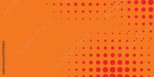 Dots halftone orange color pattern gradient texture with technology digital background. Dots pop art comics. vector eps10