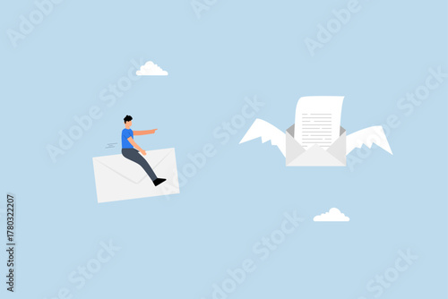 Follow up email sending message to confirm important project, entrepreneur soaring aerial reminder message letter.