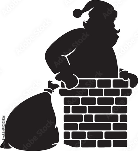 Santa Claus Chimney Silhouette – Christmas Night Scene