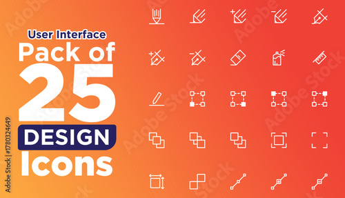 Collection of Ui Graphic Design Icons - User Interface Graphic designer Web design tech pack -  User Interface Web Design Elements -8.eps