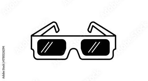 Simple black and white outline drawing of a pair of sunglasses