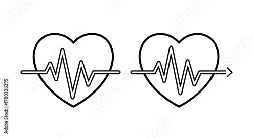 Two heart outlines displaying electrocardiogram lines symbolizing life and connection