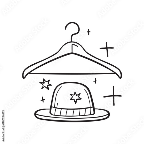 New Year hat hanging from a simple party coat rack