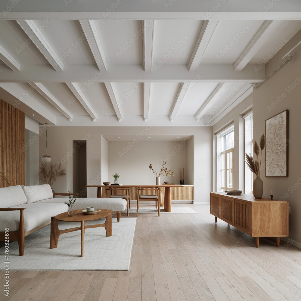 Fototapeta premium Modern Scandinavian Living Room Interior Design