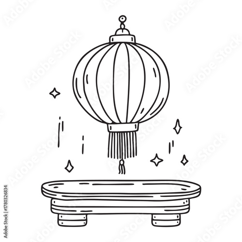 New Year lantern arranged on a parade float platform