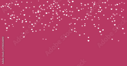 Herabfallende Konfetti Herzen auf dunkelrotem Grund