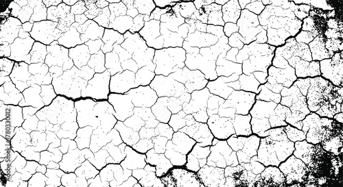 Broken cracked surface. Vector illustration. Monochrome background of coarse soil.