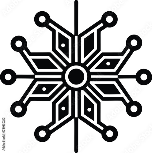 Circuit board element, computer chip technology icon for network and system