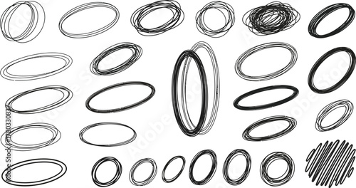 Hand drawn charcoal pencil lines, smears and squiggles set. Scribble black strokes, curly scribbles. Grungy graphite pen art brushes, textured doodle