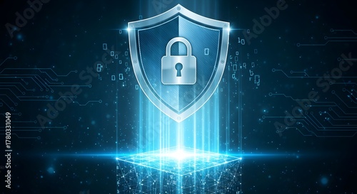 Digital Security A Shielded Lock Icon Representing Cybersecurity in Technology