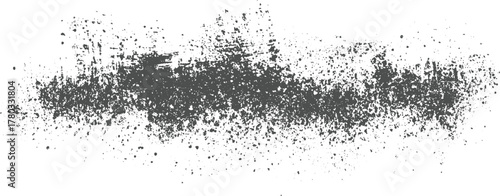 Dark gray splattered grunge texture with scattered dots on white background spray paint