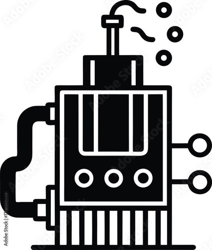 Industrial heater icon representing heating system and energy production machine