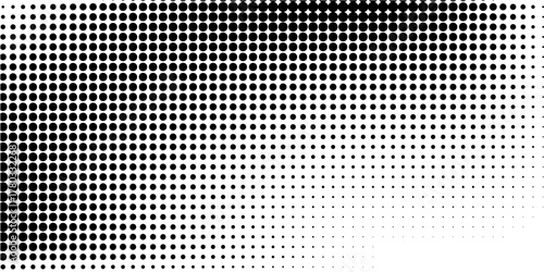 Set of halftone dots gradient pattern texture isolated on white background. Straight dotted spots using halftone circle dot raster texture. Vector blot half tone collection.
