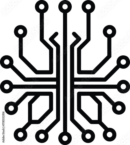 Centralized circuit board with multiple connections showing data distribution