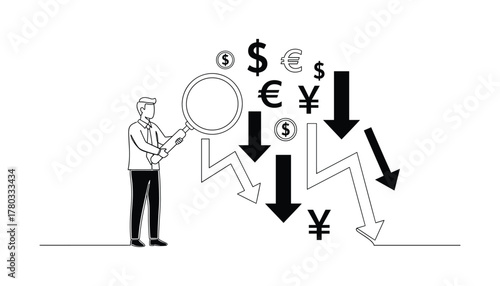 Actuary working company finance risk management economic strategy analytics vector illustration