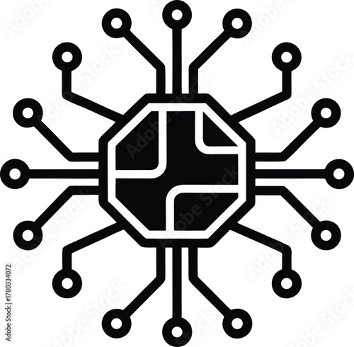 Central processing unit flat vector icon for technology applications and websites