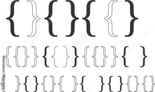 Various Styles Of Braces And Parentheses Symbols curly braces brackets