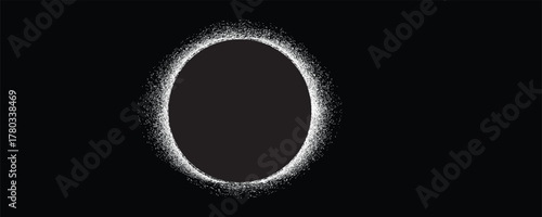 Solar eclipse .Star and moon in space. Futuristic landscape, with noise texture . Night landscape .Vector illustration