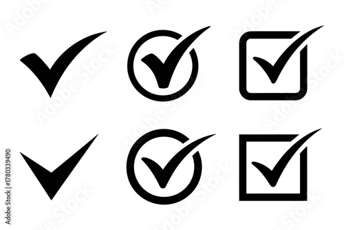 Check mark icon symbols vector. minimalist tick signs and approval marks.