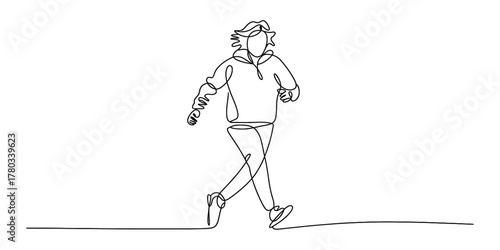 Continuous line drawing of a person jogging or power walking art