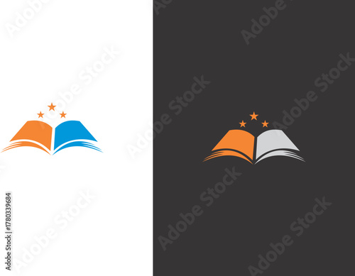 vector illustration of a open book education star logo