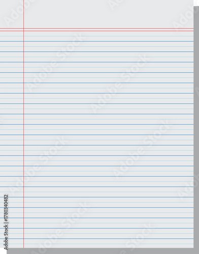 Notebook sheets lined and squared. Blank sheets of paper for notes. Empty mock up pages of copybook. Set of Blank and Lined Notebook Pages – Black and White Interior Vector School and Office Paper Set