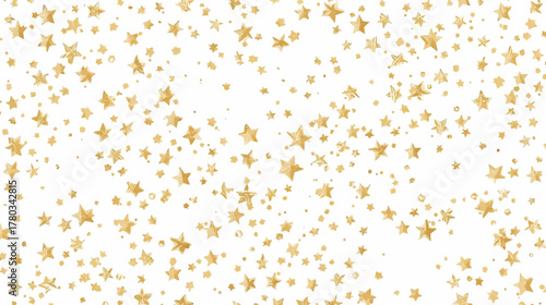A shimmering pattern of golden stars scattered across a white background, creating a festive and elegant visual effect perfect for celebrations.